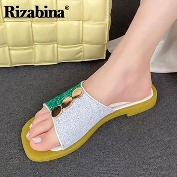 

Rizabina Women Summer Shoes Mixed Color Metal Buckle Flat Heel Sandals Woman Fashion Casual Shoes Ladies Footwear Size 33-40