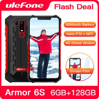 Перейти на Алиэкспресс и купить Ulefone Armor 6 телефон смартфон телефоны смартфоны Android 8.1 водонепроницаемый IP68 NFC 6GB+128GB глобальная версия