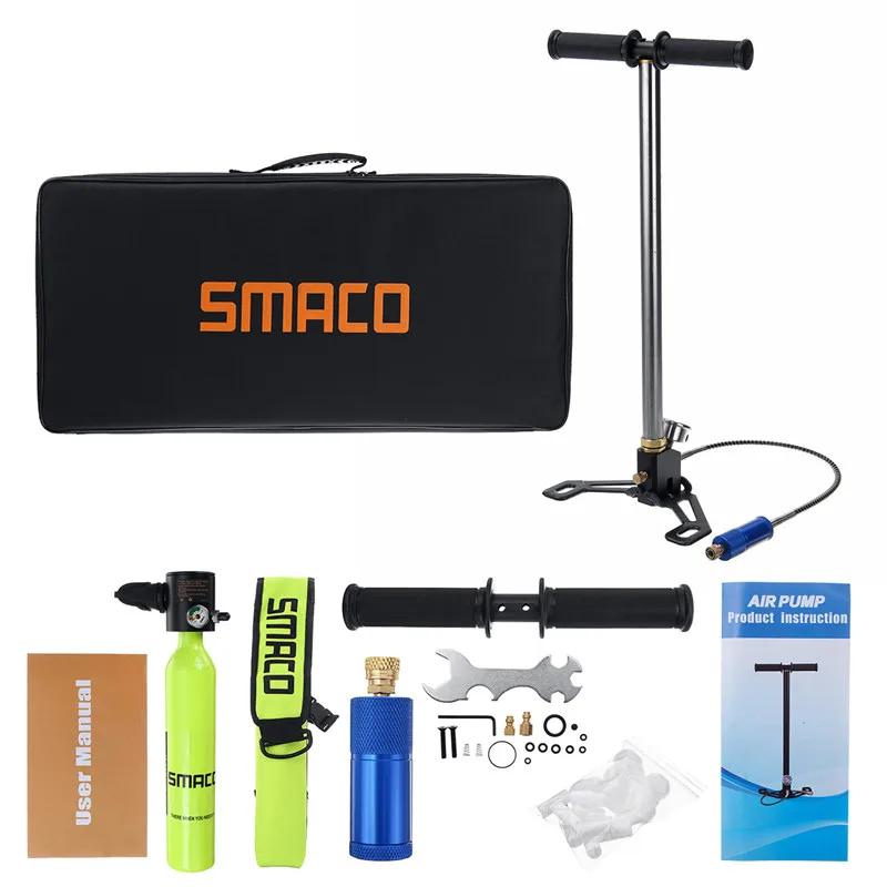 4Pcs Set 4Pcs 0.5L Mini Scuba Oxygen Cylinder Air Tanks Diving Equipment For Snorkeling Underwater Breathing with Pump Respirator Bag - Цвет: 4Pcs Set