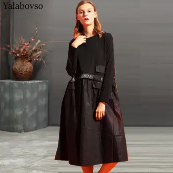 

2020 Women's Autumn Dress Stitching Dress New For Women Knee-Length Patchwork Vintage A0AZ40