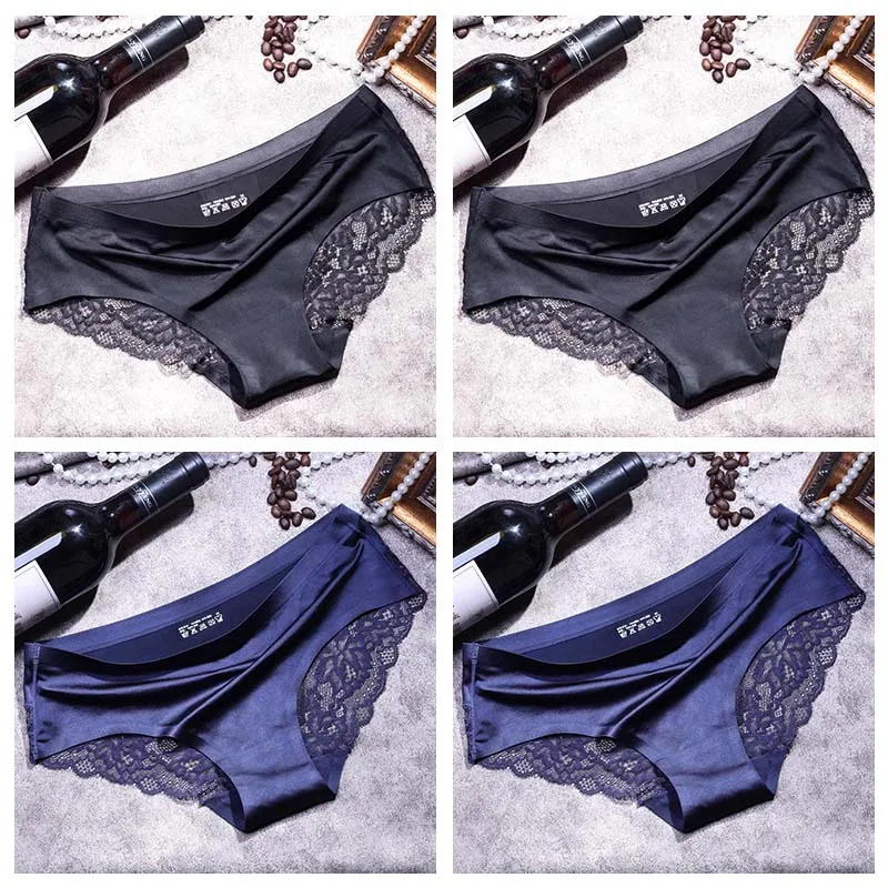 TEXIWAS 4pcs/lot Lace Panties Women Seamless Ladies Underwear Lace Briefs Sexy Panties for Women Comfort Lingerie Plus Size black panties Panties