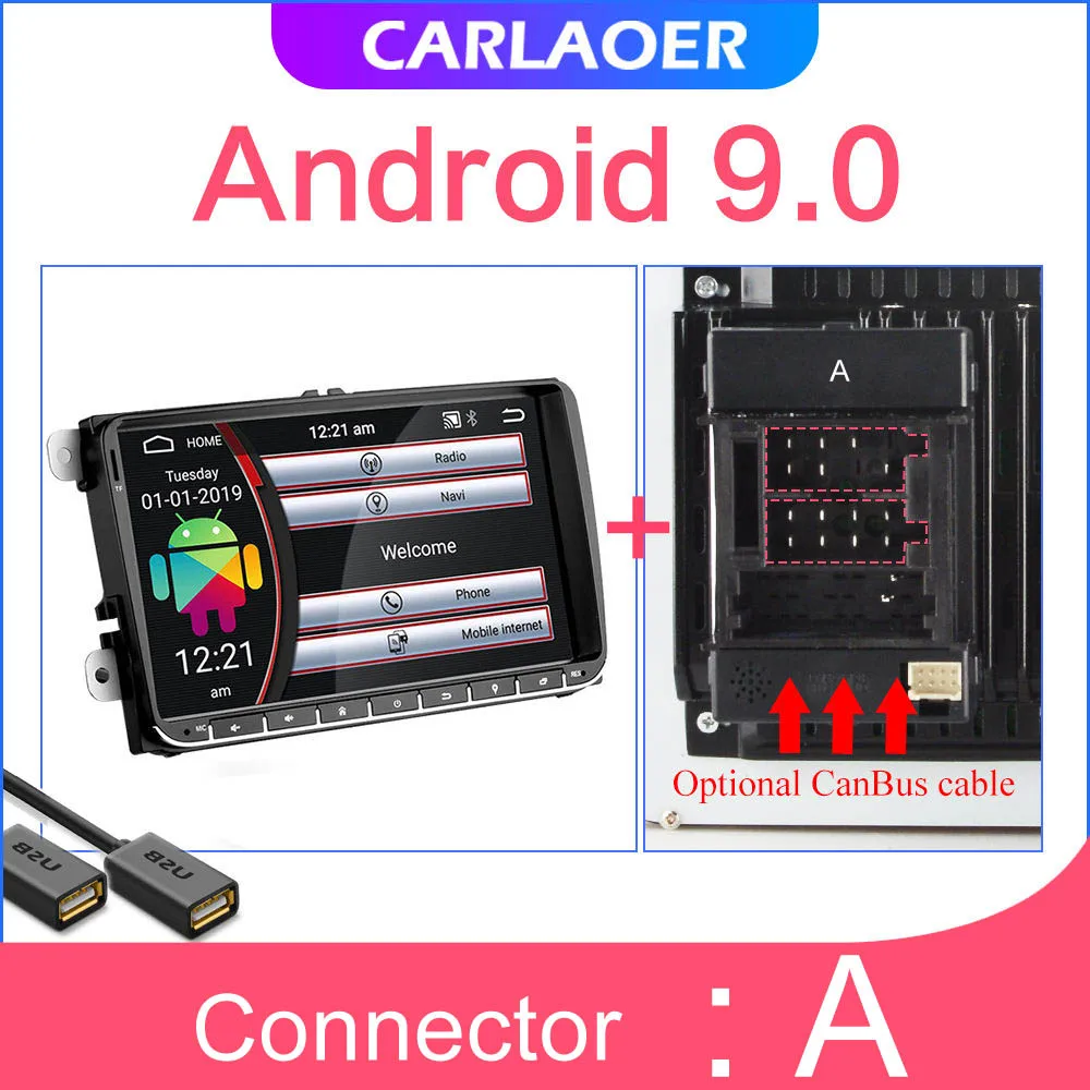 A Android 9,0 автомобильный радиоприемник gps навигация для VW Skoda Octavia Golf 5 6 touran passat B6 jetta Polo Tiguan B7 seat leon Volkswagen - Цвет: A
