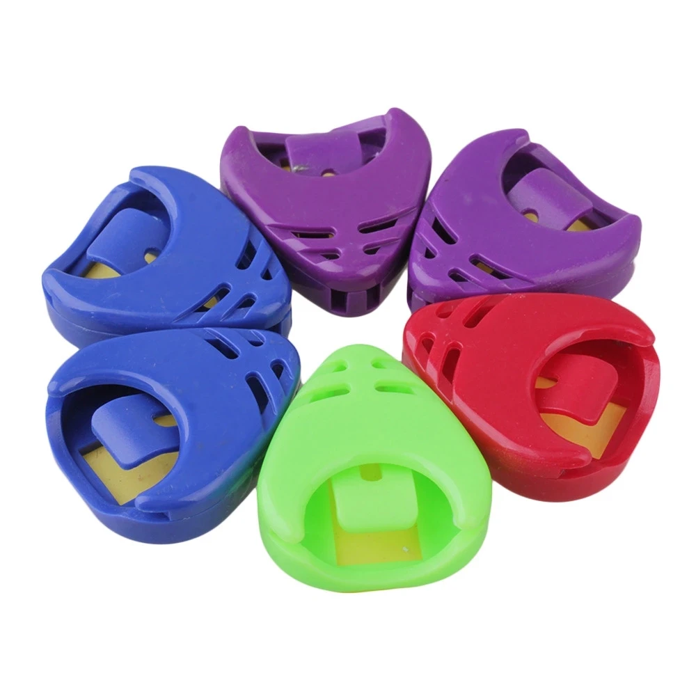 

1 Set of 6 colorful Plastic Guitar Picks Pick Holder Case Box Pickbox