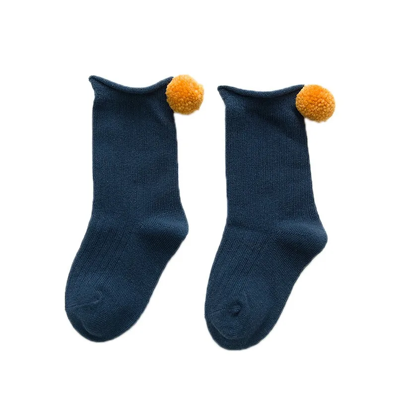 1-8T Baby Kid Girls Boys Toddler Socks Leg Cute Solid Color Hairball Cotton Knee High Socks Baby Girl - Цвет: L