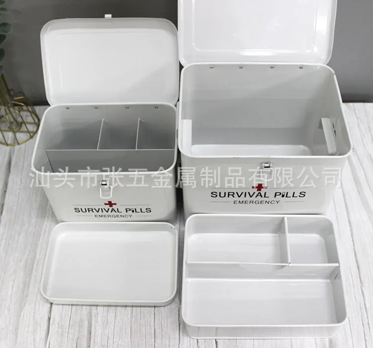Manufacturers Customizable Household Medicine Box Iron Box Storage Box Northern European-Style INS Medicine Storage Box Metal Me