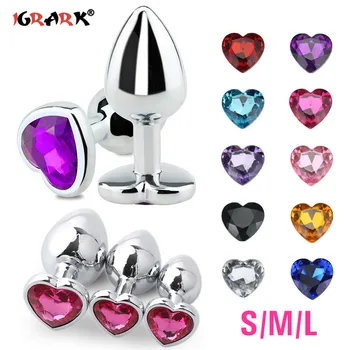 3 Size Heart Shape Crystal Metal Anal Plug Stainles Steel Buttplug Sex Toys For Women Vagina Men Couples Adult Erotic Products 1
