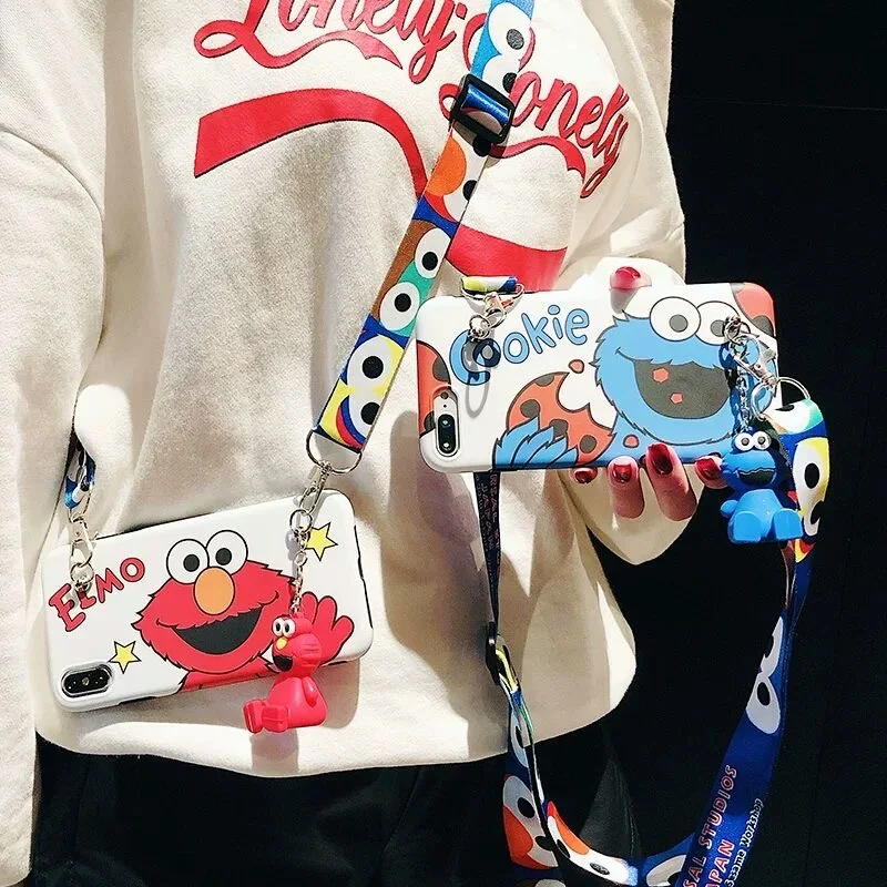 Мультяшный милый чехол кронштейн для телефона iphone 11 Pro MAX X XR XS Max с ремешком мягкий