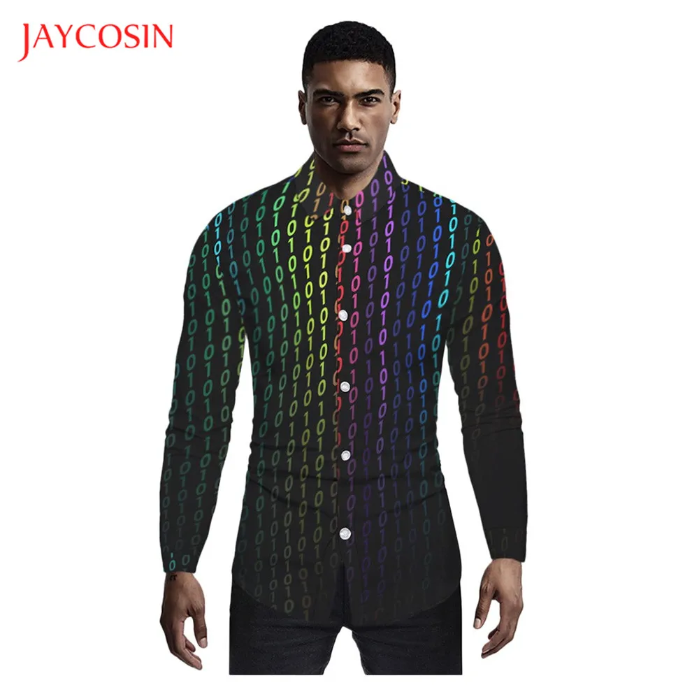 Joycosin Новая модная мужская рубашка зимняя повседневная мужская одежда симфония градиент с длинным рукавом мужская приталенная рубашка на пуговицах вечерние рубашки
