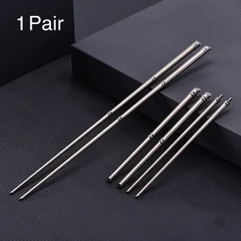

1pair Outdoor Tableware Pure Titanium Home Portable Office Non Slip Dinner Lightweight Foldable Chopsticks Traveling Easy Clean