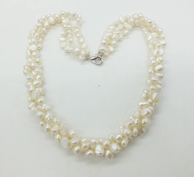3 нити 7-8 мм естественный белый барокко жемчужное ожерелье, 19"