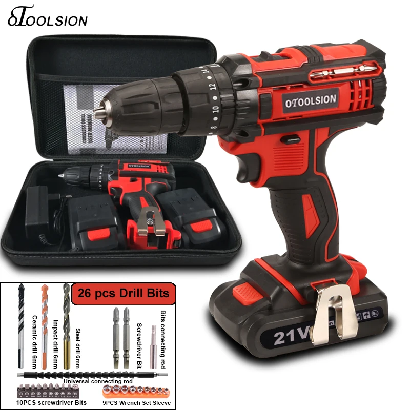 

Variable Speed 1500 Mah Cordless Screwdriver 21V 45 N.m Cordless Drill Impact Electric Drill Rechargeable Screwdriver Power Tool
