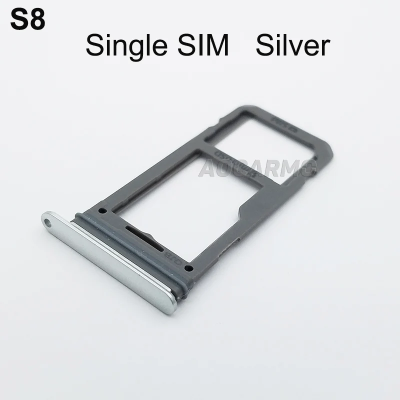 Aocarmo один/двойной металлический пластиковый Nano Sim лоток Слот держатель для samsung Galaxy S8 SM-G9500 G950F - Цвет: S8 Single Silver