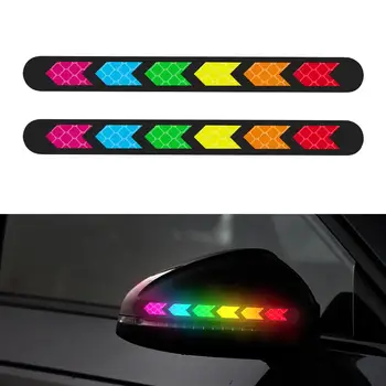 

2Pcs Car Rearview Mirror Stickers Safety Mark Colorful Arrow Sign Car Reflective Strip Anti-collision Warning Tape Car-styling