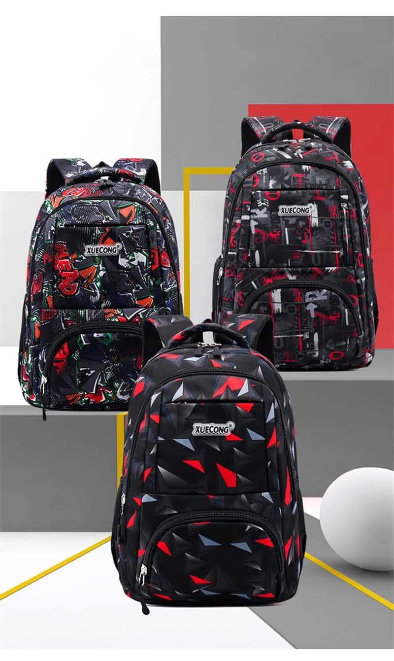 Geometric patterns Waterproof School Bags Girls Boys Children Backpack Kids Book Bag Mochila Escolar Schoolbag