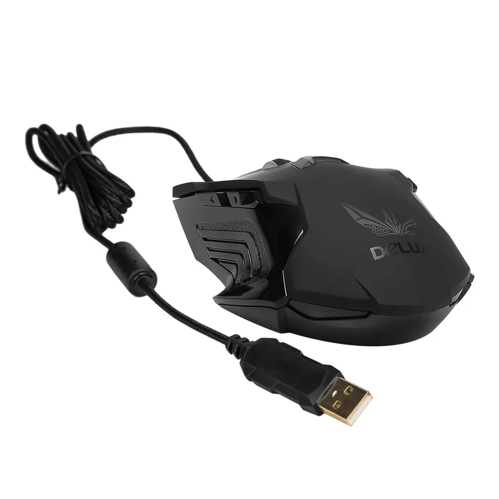 Delux M811LU USB Проводная игровая лазерная мышь 8200 dpi, 8 кнопок, эргономичные мыши Desig с 6 цветами подсветки для игр, ПК, ноутбука