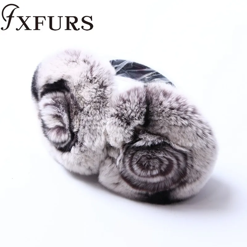 ZDFURS* зимние наушники с натуральным кроличьим мехом, теплые наушники, прекрасная роза, ушные сережки, русские женские, из натурального меха, плюшевые наушники, натуральный мех - Цвет: grey black