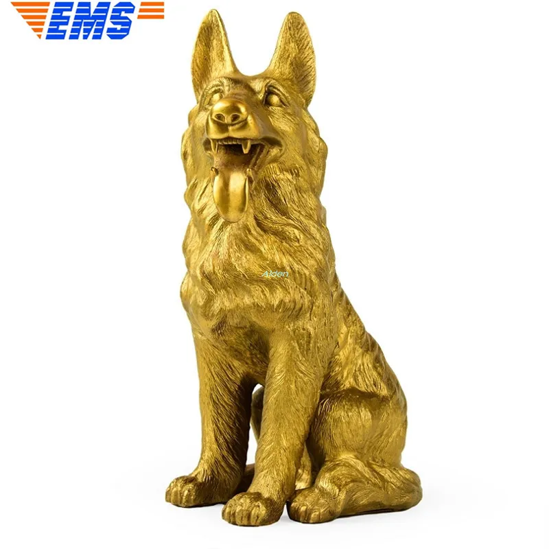 18 "Wolfhound Canis Lupus ознакомительный компаньон Собака Животное моделирование креативный подарок латунь Искусство ремесло украшения 45 см Z2457