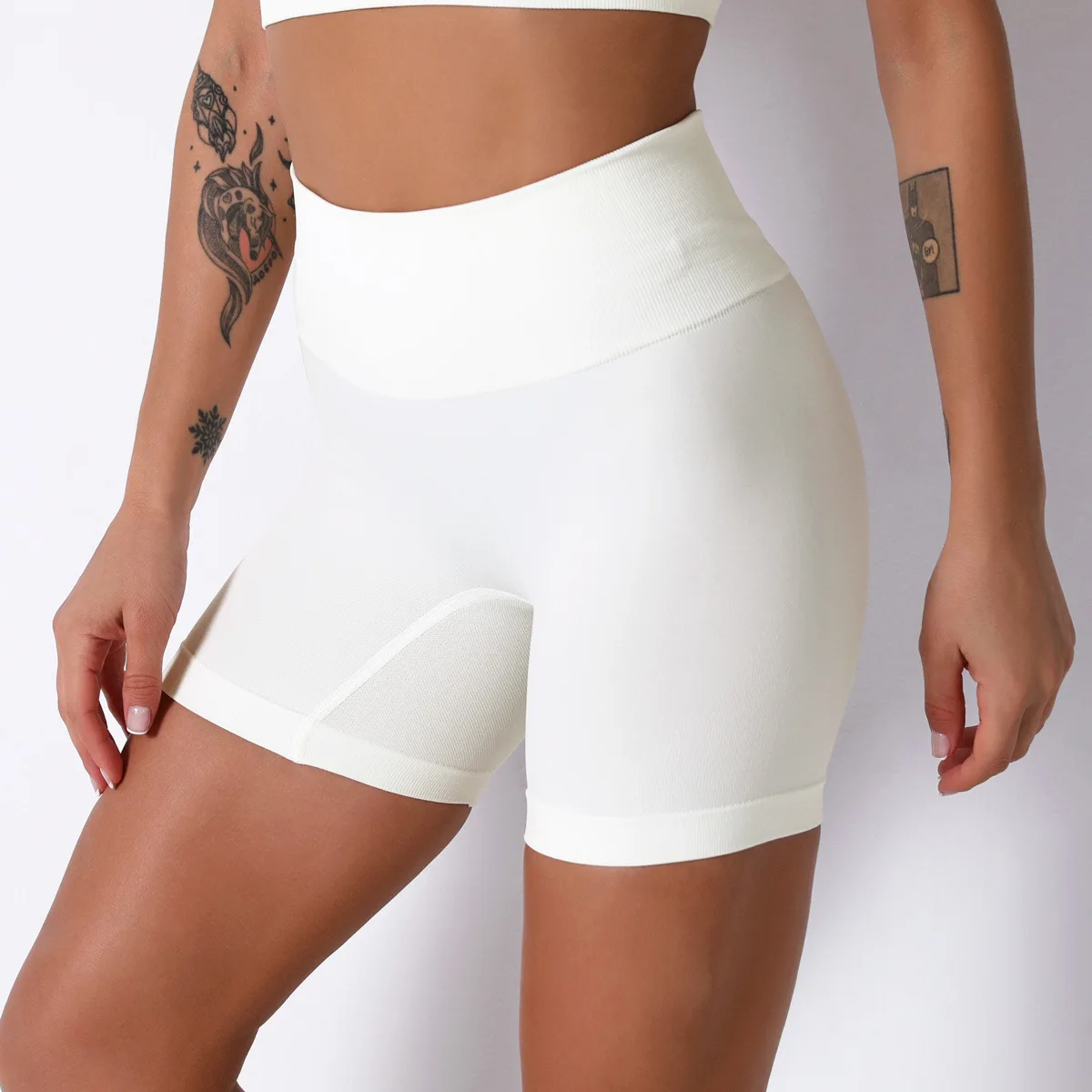 Seamless Casual Shorts Solid Gym Shorts For Fitness Push Up High Waist Short Trousers Breathable Comfortable white shorts