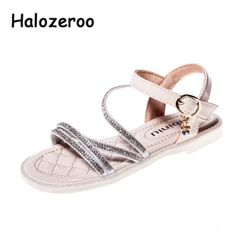 

New Summer Kids Princess Sandals Baby Girls Rhinestone Shoes Children Black Brand Sandals Sweet Soft Sandals Fashion Dress Flats