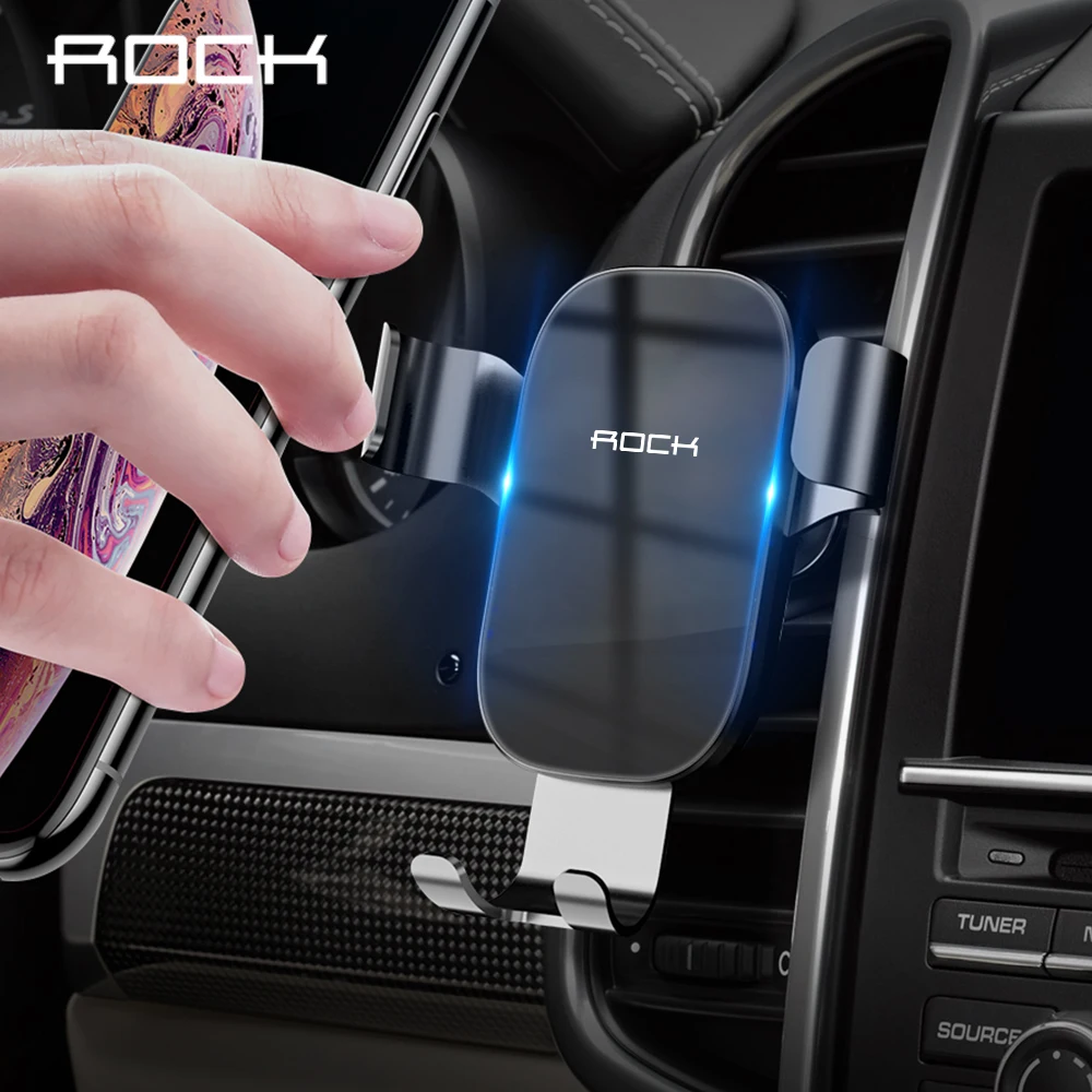 ROCK Air Vent Автомобильный держатель для телефона универсальный для iPhone 11 X Max samsung автомобильный держатель металлический гравитационный держатель для мобильного телефона