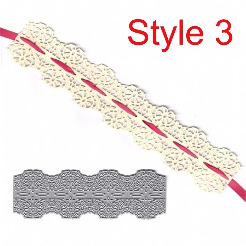 3 вида стилей кружева цветок край границы металла режущие штампы трафареты для DIY Скрапбукинг Декоративные ремесла тиснение бумажные карты