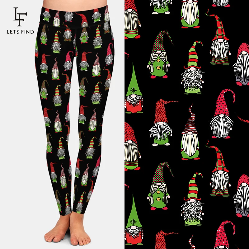 LETSFIND Christmas Women Pants Father Christmas Digital Printing Elastic Leggings High Waist Plus Size Fitness Black Leggings