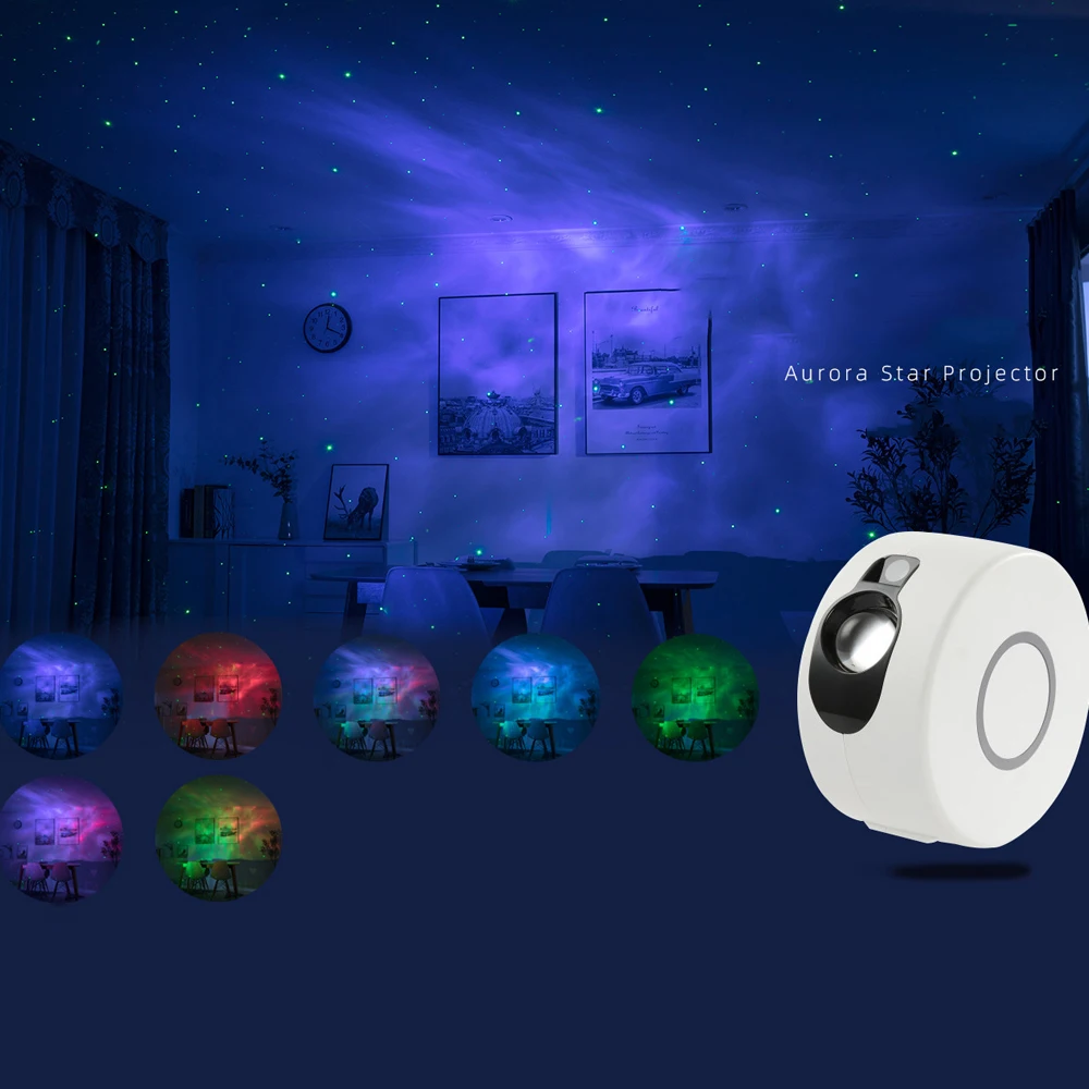 Laser Galaxy Starry Sky Projector Rotating Water Waving Night Light Led Colorful Nebula Cloud Lamp Atmospher Bedroom Beside Lamp 8