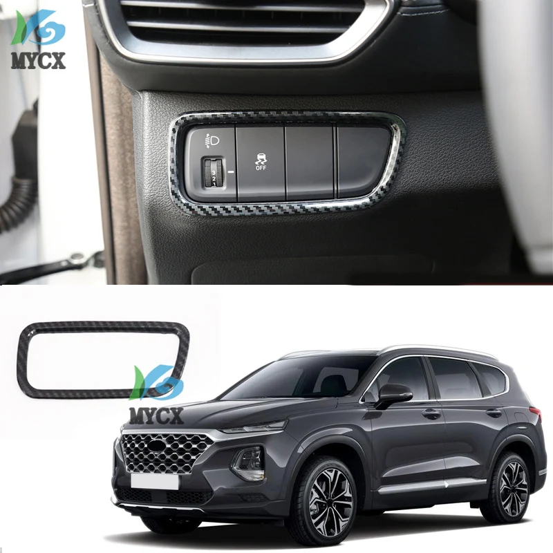 Car Head Lamp Light Switch Headlight Adjustment Knob Panel Control Protective Trim Car Styling For Hyundai Santa Fe IX45