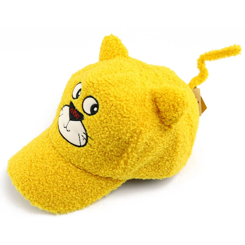 yellow cat A Зимние Детские бейсболки; осенние детские шапки в Корейском стиле с милыми кошачьими ушками для мальчиков и девочек; теплая шапка для детей; реквизит для фотосессии - Цвет: yellow cat A