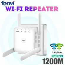 1200M Dual Band 5Ghz Wireless WiFi Repeater Router Wifi Booster 2.4G Wifi Long Range Extender 5G Wi-Fi Signal Amplifier Repeater