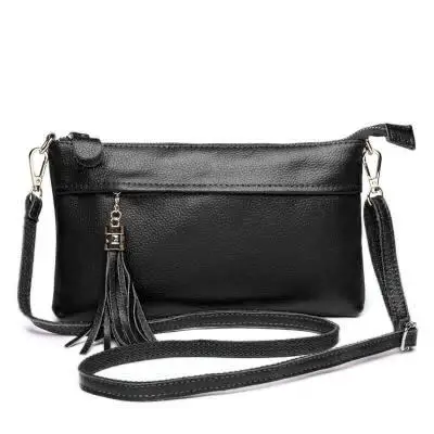 Mara's Dream New Solid Color Leather Ladies Messenger Bag Clutch Bag Evening Bag Casual Small Bag - Цвет: Fblack