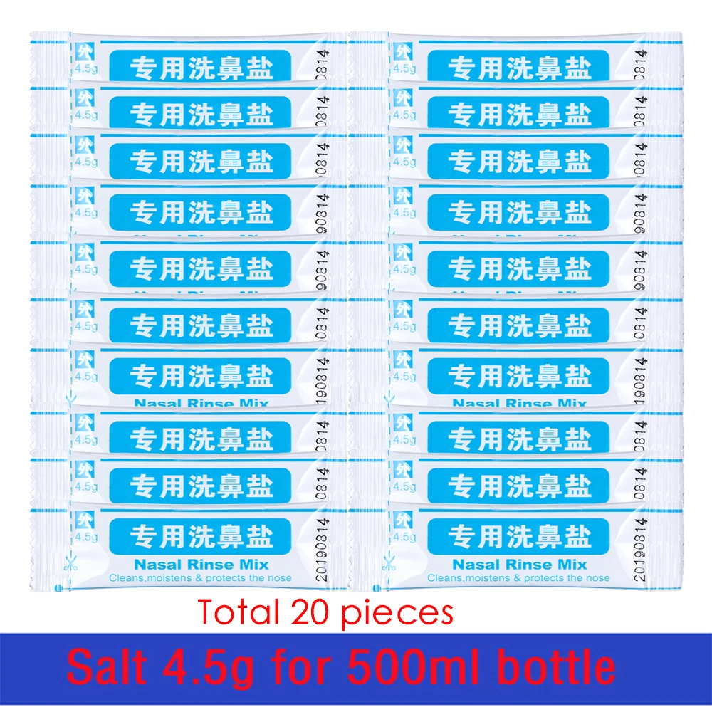 20 bags for 500ML Соль для мытья носа, для взрослых и детей, нети, соль для аллергии, облегчающая краску, ирригатор, очиститель носа, 300 мл, Прямая поставка - Цвет: 20 bags for 500ML