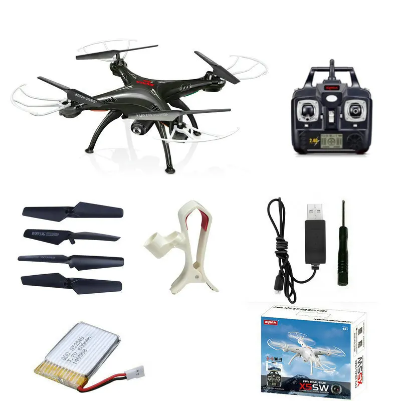 SYMA X5SW Радиоуправляемый квадрокоптер с поддержкой Wi-Fi IOS Android R/C Дрон с/без HD FPV камерой 6 осей rc helicopper - Цвет: Черный