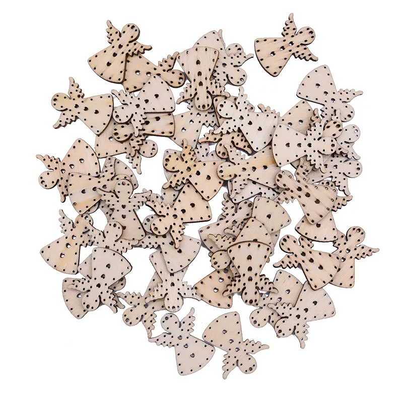 50pcs Style 5 50 шт деревянные рождественские украшения Мини Рождественская елка со снежинками и оленями Санта Клаус рождественские вечерние украшения для дома год - Цвет: 50pcs Style 5
