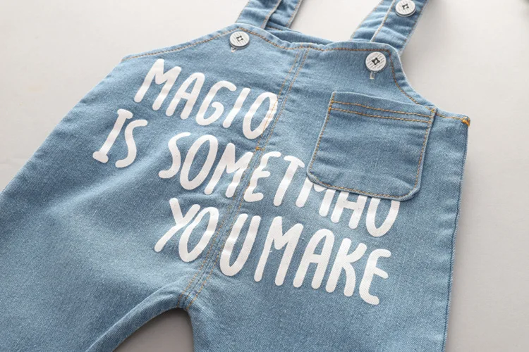 Лидер продаж 2019 года, костюм для мальчиков, roupa infantil, Bebek Осенняя Стильная Детская рубашка из двух предметов, джинсы, лямки, штаны, детская