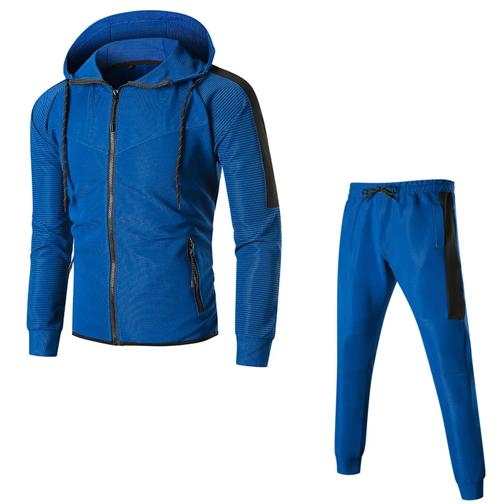 CHAMSGEND мужской спортивный костюм с принтом, на молнии, осенняя толстовка с капюшоном+ штаны с завязками, спортивный костюм, Мужская Лоскутная одежда 0808