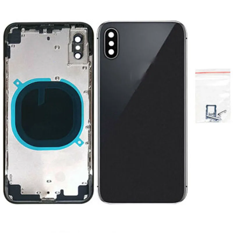 Чехол с полным корпусом для iPhone X, сменная задняя рамка, стеклянная крышка для батареи, без гибкого кабеля+ sim-лоток, боковые части для ключей