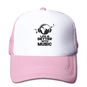 

TSDFCLife is Better with Music Mesh Baseball Cap Unisex Trucker Style Hats Pink