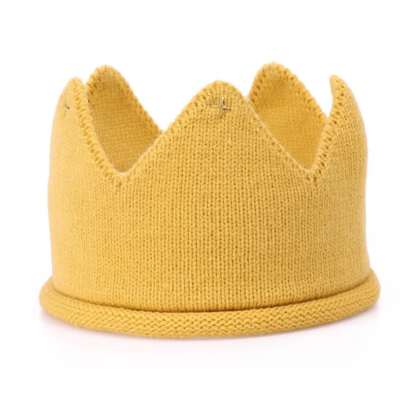Yellow Милые детские вязаные ободки с короной для детей, вечерние головные уборы для девочек и мальчиков на день рождения, головные уборы, аксессуары для волос - Цвет: Yellow