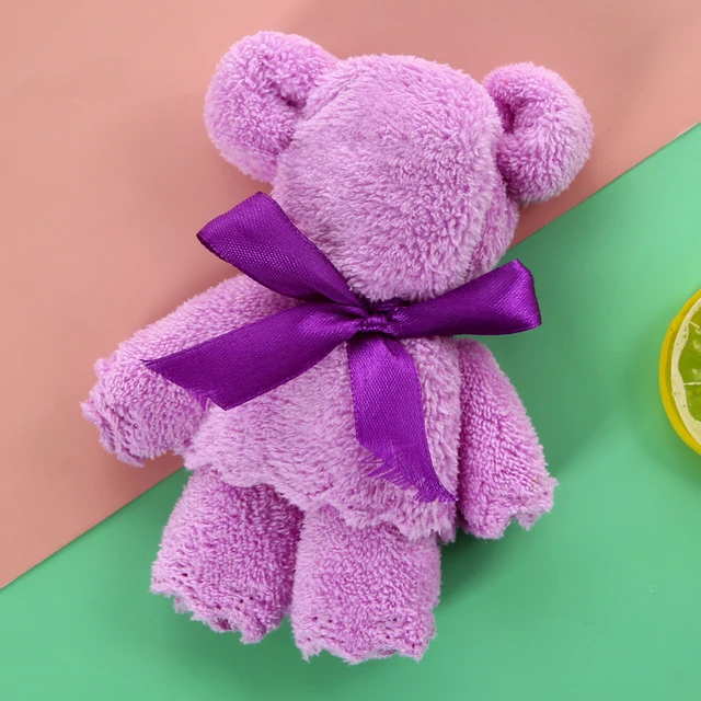 NEW Coral Velvet Bear Shape Hand Towel Face Washing Towel Super Absorbent Comfort Towels Baby Shower Party Wedding Gifts 35x75cm Purple