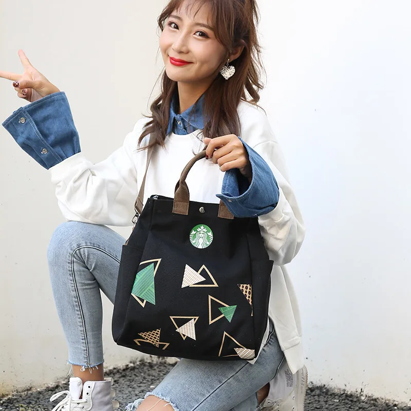 

2019 New Style Ice Dumplings Thick Canvas Bag MORI Series Literature And Art Shoulder Bag Hand Backpack Multi-functional Printed