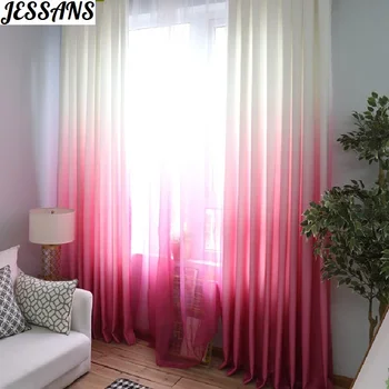 

Nordic Style Flat for Linen Curtain Living Room Bedroom Gradient Printing Curtain Gradient Linen Printing Silk Screen Custom