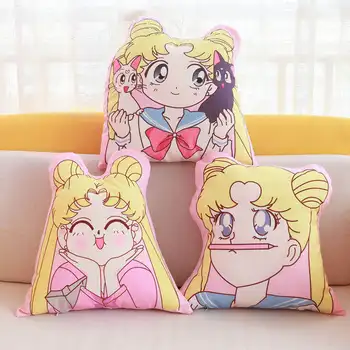 

Sailor Moon Luna Cat Anime Plush Cartoon Pillow Sleeping Toys Stuffed Office Backrest Cushion Doll Creative Room Sofa Decor Gift