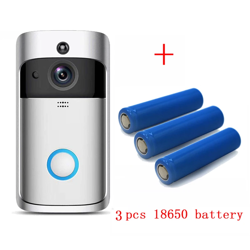 Умный дверной Звонок камера HD 720P WiFi видео камера IP кольцевой дверной звонок двухсторонний дистанционный инфракрасный беспроводной дверной звонок ночного видения - Цвет: 3pc 186650 battery