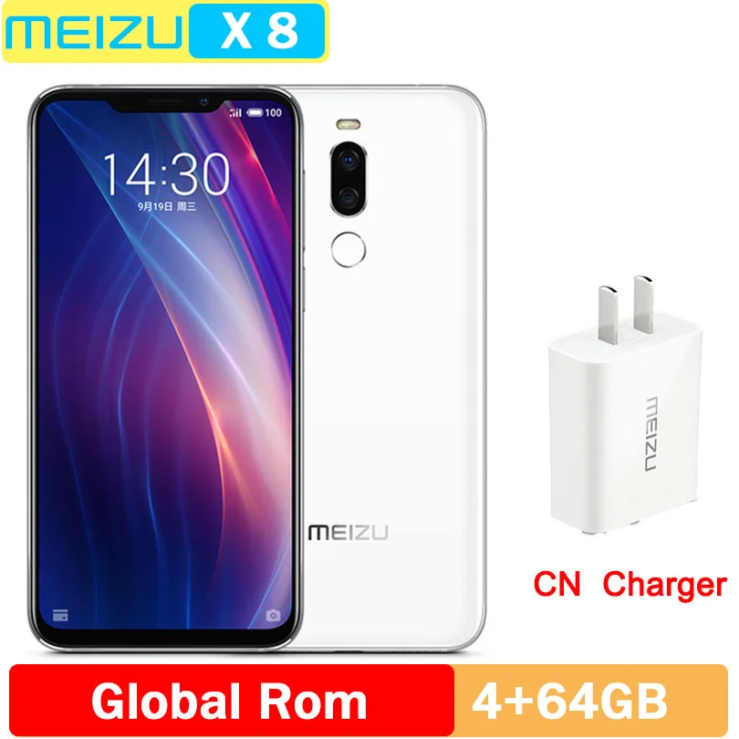 4GB 64GB White Meizu X8 с глобальной прошивкой, 4G ram, 64G Rom, 4G LTE, мобильный телефон Snapdragon 710, четыре ядра, 6,2 дюймов, МП и мп, двойная камера заднего вида, gps - Цвет: 4GB 64GB White