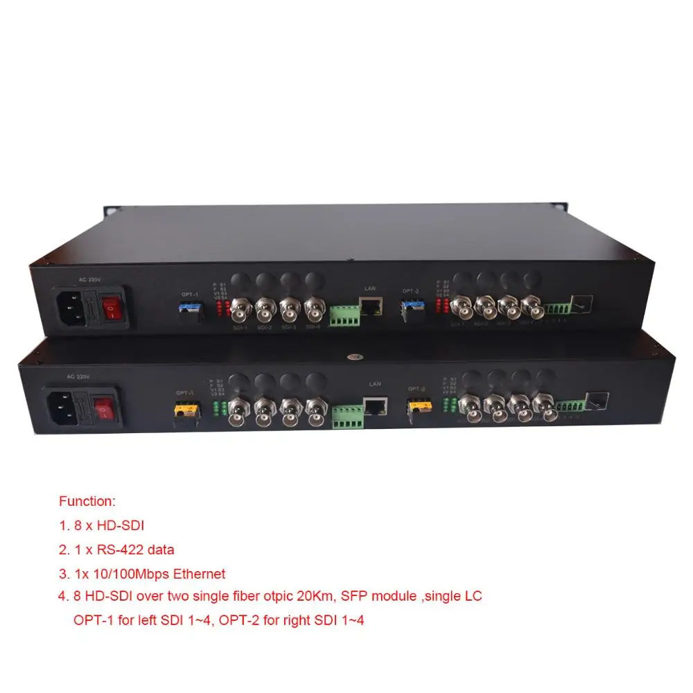 8 Channels Hd Sdi Over Fiber Optic Media Converters Transmitter