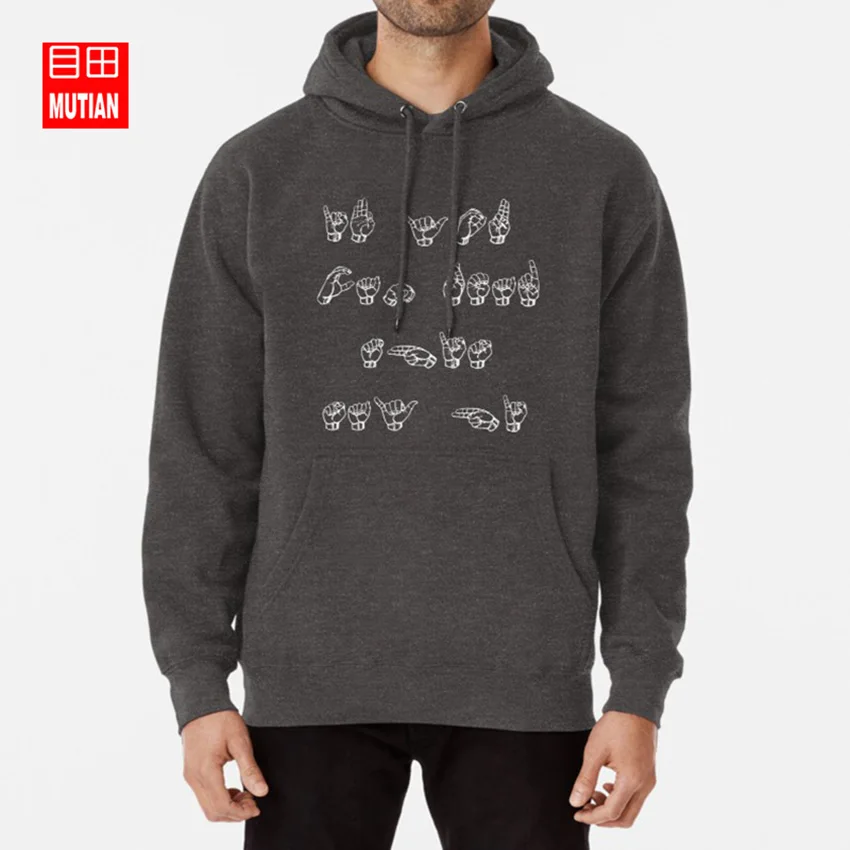 ASL(американский знак)-если вы можете прочесть это. Толстовки с капюшоном Американский знак переводчика языка - Цвет: darkgrey-hoodie