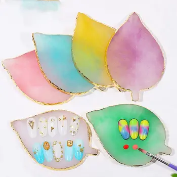 

New Leaf Shape Palette Resin Agate Piece Nail Painting Color Tray Jewelry Display Board Tool Photography Props