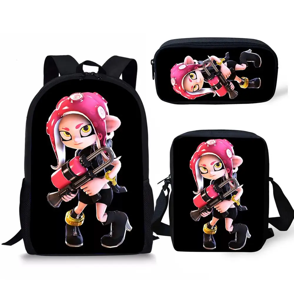 CDGX1161CEK Игра Splatoon 2 студента Школьный рюкзак, набор/комплект из 3 предметов для мальчиков и девочек с яркими рисунками из мультфильма про динозавров ортопедический рюкзак для малышей Детский блокнот портфель рюкзак - Цвет: CDGX1161CEK