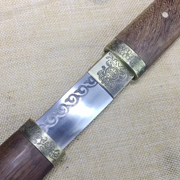 

Hand-Made Wushu Sword Chinese Saber Manganese steel Blade straight Sword Chicken wing wood Sheath